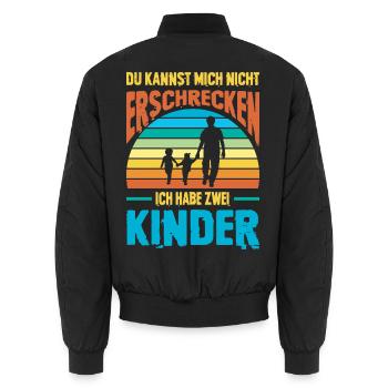 Papa 2 Kinder Geschenk Spruch Vater Geburtstag - Unisex Bomberjacke - Schwarz - Hinten - AI Model Male 185 light (185cm)