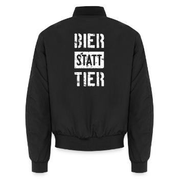 BIER STATT TIER - Unisex Bomberjacke - Schwarz - Hinten - AI Model Male 185 light (185cm)