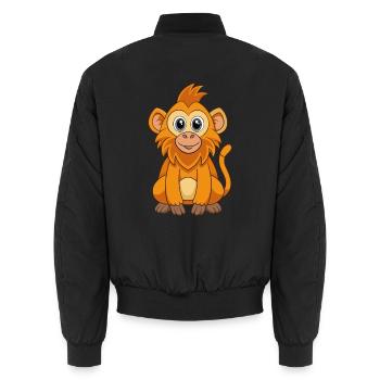 Babouin Mascotte mignonne Personnage de dessin animé Kawaii - Bomber unisexe - noir - Dos - AI Model Male 185 light (185cm)
