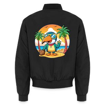 Tukan Lustige Cartoon Sommer Strand Sonnenbrille - Unisex Bomberjacke - Schwarz - Hinten - AI Model Male 185 light (185cm)