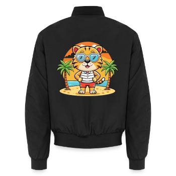 Tiger Lustige Cartoon Sommer Strand Sonnenbrille - Unisex Bomberjacke - Schwarz - Hinten - AI Model Male 185 light (185cm)