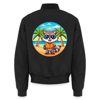 Waschbär Lustige Cartoon Sommer Strand Sonnenbrille - Unisex Bomberjacke - Schwarz - Hinten - AI Model Male 185 light (185cm)