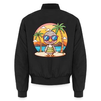 Strauß lustige Cartoon Sommer Strand Sonnenbrille - Unisex Bomberjacke - Schwarz - Hinten - AI Model Male 185 light (185cm)