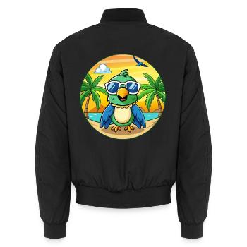 Papagei Lustige Cartoon Sommer Strand Sonnenbrille - Unisex Bomberjacke - Schwarz - Hinten - AI Model Male 185 light (185cm)