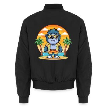 Gorilla Lustige Cartoon Sommer Strand Sonnenbrille - Unisex Bomberjacke - Schwarz - Hinten - AI Model Male 185 light (185cm)