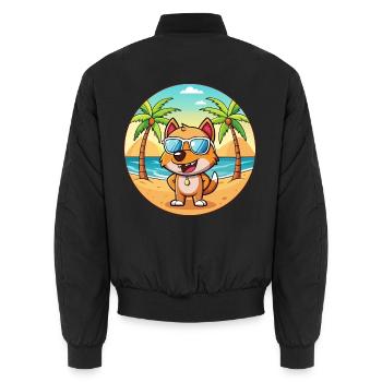 Hund Lustige Cartoon Sommer Strand Sonnenbrille - Unisex Bomberjacke - Schwarz - Hinten - AI Model Male 185 light (185cm)