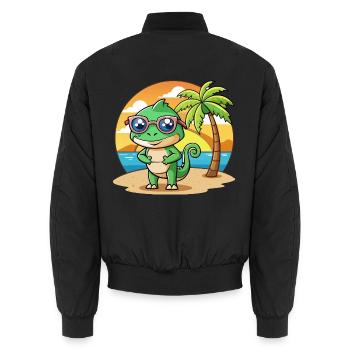 Chamäleon Lustige Cartoon Sommer Strand Sonnenbrille - Unisex Bomberjacke - Schwarz - Hinten - AI Model Male 185 light (185cm)