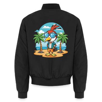 Woodpecker Lustige Cartoon Sommer Strand Sonnenbrille - Unisex Bomberjacke - Schwarz - Hinten - AI Model Male 185 light (185cm)