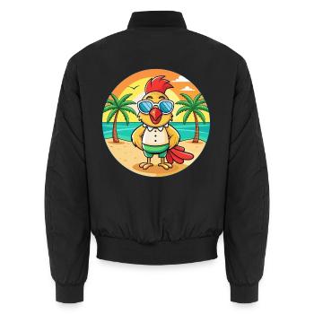 Hahn Lustige Cartoon Sommer Strand Sonnenbrille - Unisex Bomberjacke - Schwarz - Hinten - AI Model Male 185 light (185cm)