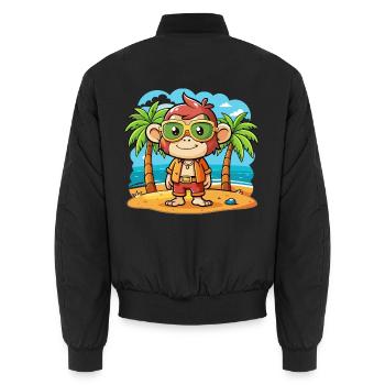 Affe Lustige Cartoon Sommer Strand Sonnenbrille - Unisex Bomberjacke - Schwarz - Hinten - AI Model Male 185 light (185cm)