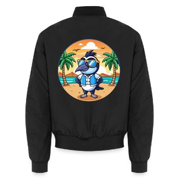 Elster Lustige Cartoon Sommer Strand Sonnenbrille - Unisex Bomberjacke - Schwarz - Hinten - AI Model Male 185 light (185cm)