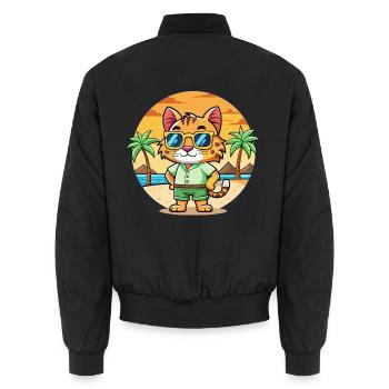 Lynx Lustige Cartoon Sommer Strand Sonnenbrille - Unisex Bomberjacke - Schwarz - Hinten - AI Model Male 185 light (185cm)
