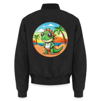 Leguan Lustige Cartoon Sommer Strand Sonnenbrille - Unisex Bomberjacke - Schwarz - Hinten - AI Model Male 185 light (185cm)
