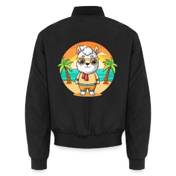 Lama Lustige Cartoon Sommer Strand Sonnenbrille - Unisex Bomberjacke - Schwarz - Hinten - AI Model Male 185 light (185cm)