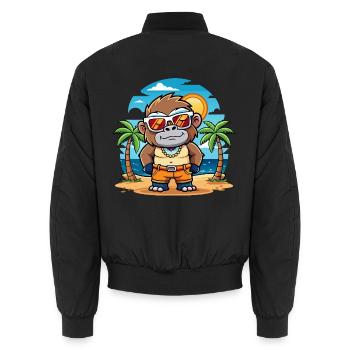 Gorilla Lustige Cartoon Sommer Strand Sonnenbrille - Unisex Bomberjacke - Schwarz - Hinten - AI Model Male 185 light (185cm)
