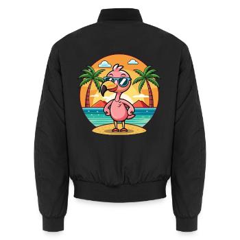 Flamingo Lustige Cartoon Sommer Strand Sonnenbrille - Unisex Bomberjacke - Schwarz - Hinten - AI Model Male 185 light (185cm)
