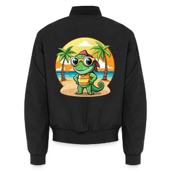 Chamäleon Lustige Cartoon Sommer Strand Sonnenbrille - Unisex Bomberjacke - Schwarz - Hinten - AI Model Male 185 light (185cm)