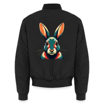Kaninchen Cartoon Figur Buntes Haustier Tier - Unisex Bomberjacke - Schwarz - Hinten - AI Model Male 185 light (185cm)