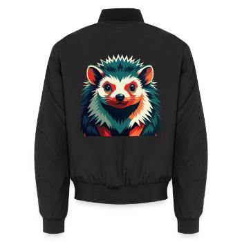 Igel Zeichentrickfigur Buntes Haustier Tier - Unisex Bomberjacke - Schwarz - Hinten - AI Model Male 185 light (185cm)