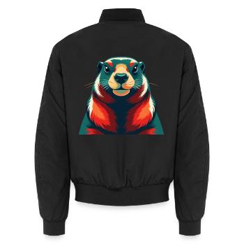 Murmeltier Zeichentrickfigur Buntes Haustier Tier - Unisex Bomberjacke - Schwarz - Hinten - AI Model Male 185 light (185cm)