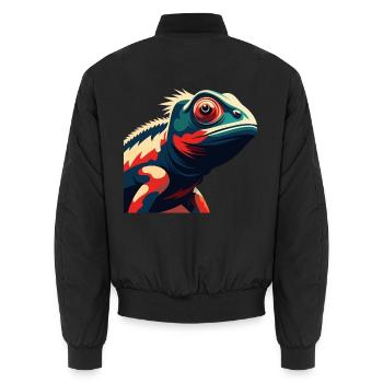 Chamäleon Zeichentrickfigur Buntes Haustier Tier - Unisex Bomberjacke - Schwarz - Hinten - AI Model Male 185 light (185cm)