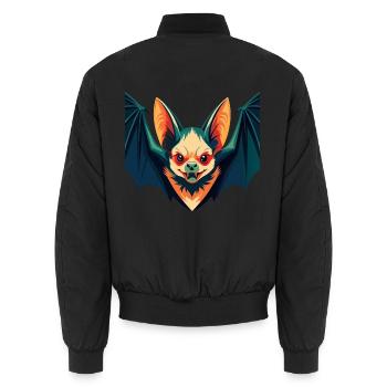 Fledermaus Cartoon Figur Buntes Haustier Tier - Unisex Bomberjacke - Schwarz - Hinten - AI Model Male 185 light (185cm)