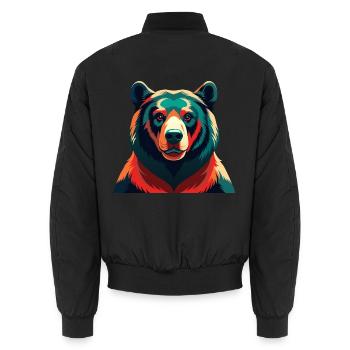 Bär Zeichentrickfigur Buntes Haustier Tier - Unisex Bomberjacke - Schwarz - Hinten - AI Model Male 185 light (185cm)