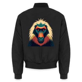 Pavian Zeichentrickfigur Buntes Haustier Tier - Unisex Bomberjacke - Schwarz - Hinten - AI Model Male 185 light (185cm)