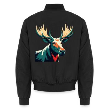 Elch Cartoon Figur Buntes Haustier Tier - Unisex Bomberjacke - Schwarz - Hinten - AI Model Male 185 light (185cm)