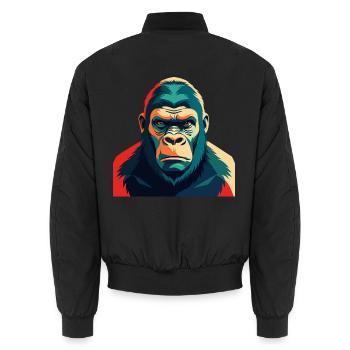 Gorille dessin animé personnage animal de compagnie coloré - Bomber unisexe - noir - Dos - AI Model Male 185 light (185cm)