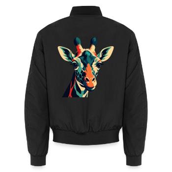 Giraffe Cartoon Figur Buntes Haustier Tier - Unisex Bomberjacke - Schwarz - Hinten - AI Model Male 185 light (185cm)