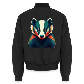 Dachs Zeichentrickfigur Buntes Haustier Tier - Unisex Bomberjacke - Schwarz - Hinten - AI Model Male 185 light (185cm)