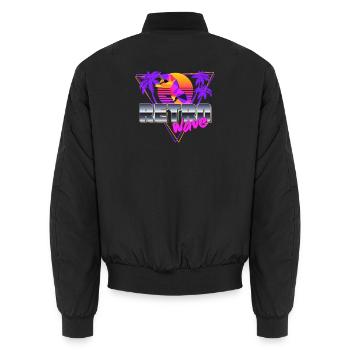 Synthwave Dinosaur - Unisex Bomber Jacket - black - Back - AI Model Male 185 light (185cm)