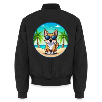 Schwedische Vallhund Hunderasse Cartoon Sonnenbrille Strand - Unisex Bomberjacke - Schwarz - Hinten - AI Model Male 185 light (185cm)