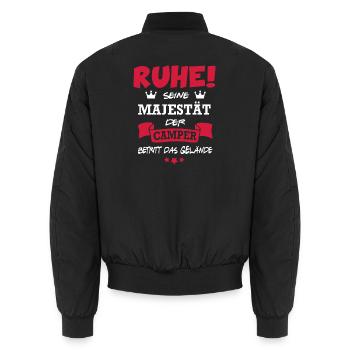 Camper König Campingplatz Campinggelände - Unisex Bomberjacke - Schwarz - Hinten - AI Model Male 185 light (185cm)
