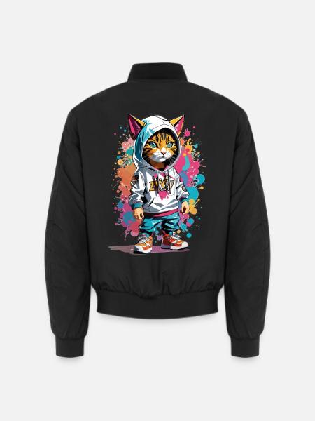 Graffiti Katze - Unisex Bomberjacke - Schwarz