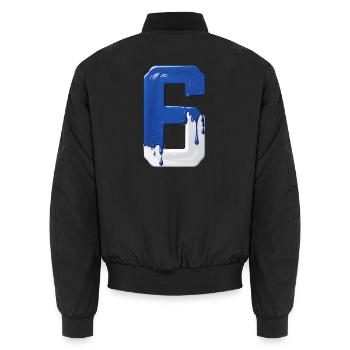 NO. 6 NUMBER 6 BLUE WHITE 6TH BIRTHDAY - Unisex Bomber Jacket - black - Back - AI Model Male 185 light (185cm)