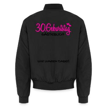 30 Geburtstag Gästebuch Deko Geschenk - Unisex Bomberjacke - Schwarz - Hinten - AI Model Male 185 light (185cm)
