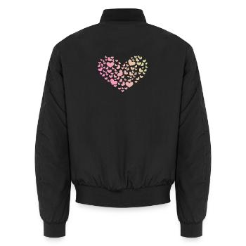 Herz aus Herzchen Liebe Romantisch Jahrestag - Unisex Bomberjacke - Schwarz - Hinten - AI Model Male 185 light (185cm)