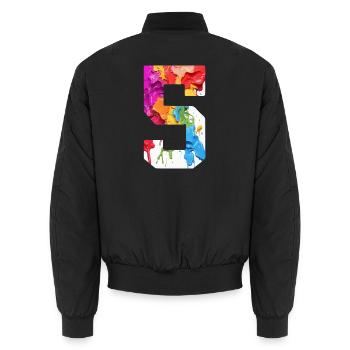 NUMÉRO COLORÉ 5 COLORÉ 5E ANNIVERSAIRE - Bomber unisexe - noir - Dos - AI Model Male 185 light (185cm)