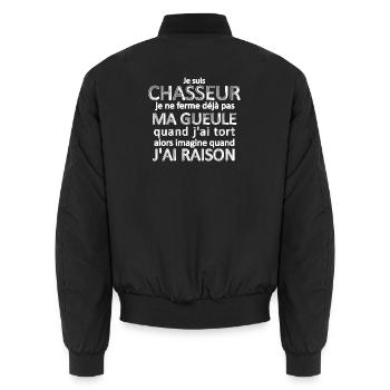 Je suis Chasseur - Bomber unisexe - noir - Dos - AI Model Male 185 light (185cm)