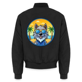 Griffon Bleu De Gascogne Hunderasse Cartoon Beach - Unisex Bomberjacke - Schwarz - Hinten - AI Model Male 185 light (185cm)
