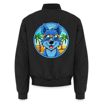 Blauer Paul Terrier Hund Rasse Cartoon Sonnenbrille Strand - Unisex Bomberjacke - Schwarz - Hinten - AI Model Male 185 light (185cm)