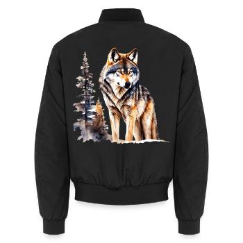 Wolf - Unisex Bomberjacke - Schwarz - Hinten - AI Model Male 185 light (185cm)