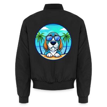 Blue Gascony Basset Dog Breed Cartoon Sunglasses - Unisex Bomber Jacket - black - Back - AI Model Male 185 light (185cm)