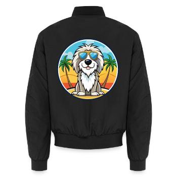 Picardie Schäferhund Rasse Cartoon Sonnenbrille Strand - Unisex Bomberjacke - Schwarz - Hinten - AI Model Male 185 light (185cm)