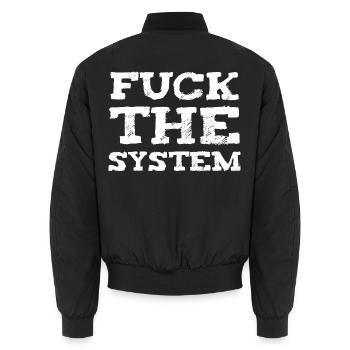 Fuck The System - Unisex Bomberjacke - Schwarz - Hinten - AI Model Male 185 light (185cm)