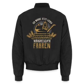 Mähdrescher Fahren - Bauer Dreschen Getreide - Unisex Bomberjacke - Schwarz - Hinten - AI Model Male 185 light (185cm)