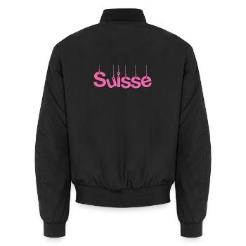 SUISSE. PAYS. GENEVE. SUISSE. HUMOUR - Bomber unisexe - noir - Dos - AI Model Male 185 light (185cm)
