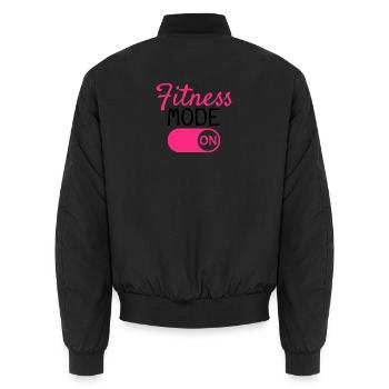 Fitness Modus An - Unisex Bomberjacke - Schwarz - Hinten - AI Model Male 185 light (185cm)